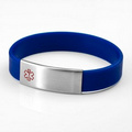 Blue Silicone Bracelet & Stainless Steel Medical Tag LG